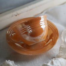 画像をギャラリービューアに読み込む, 【Fire-King】ピーチラスター カップ&ソーサー スリーバンドシリーズ