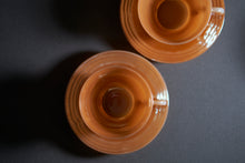 画像をギャラリービューアに読み込む, 【Fire-King】ピーチラスター カップ&ソーサー スリーバンドシリーズ